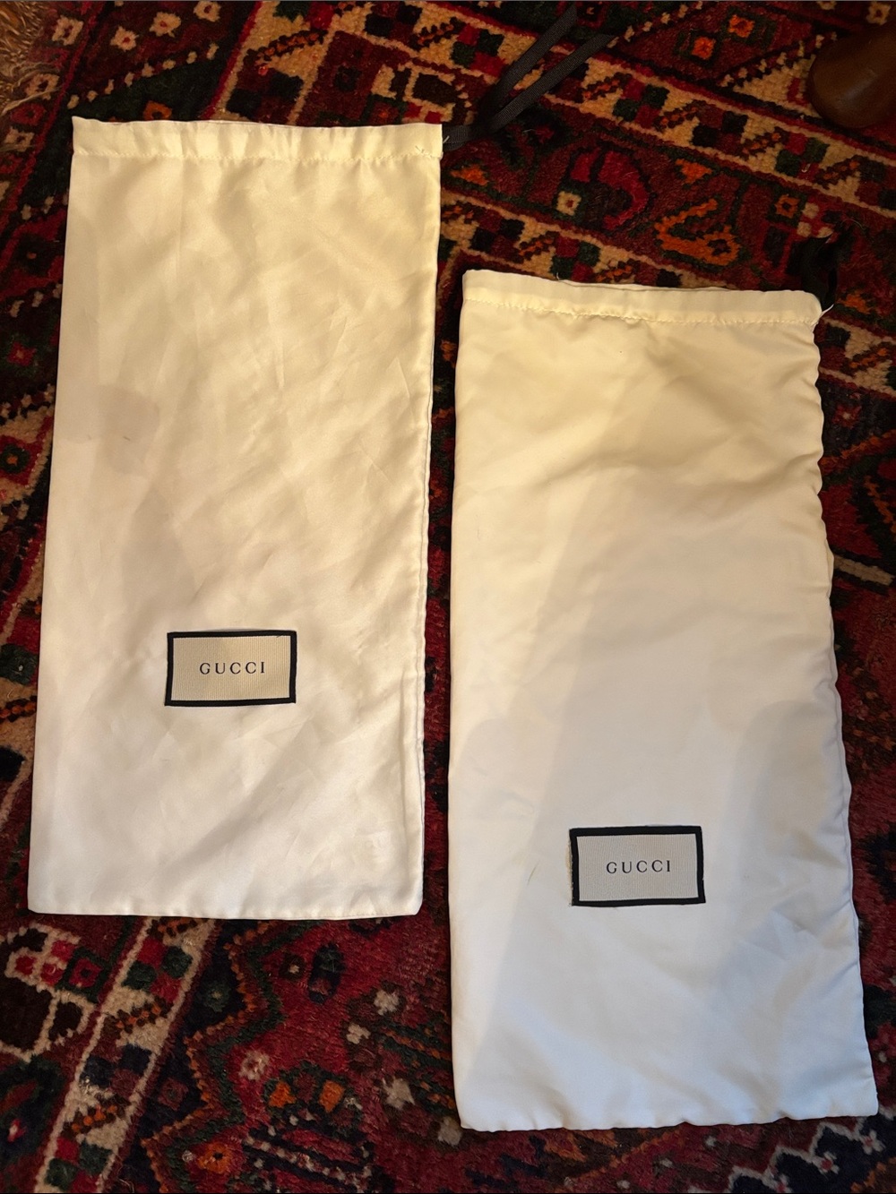 Gucci White Fabric Shoe Dust Bag Duo
